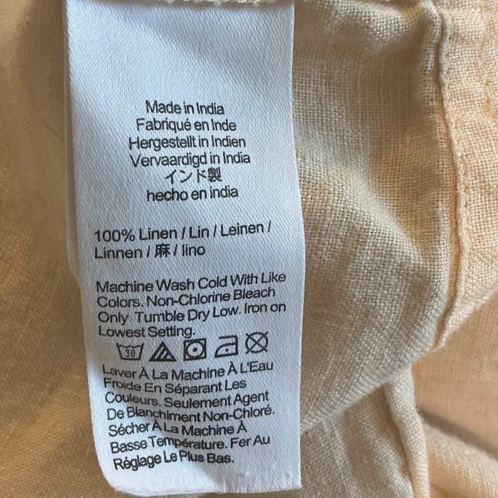JCrew Womens Linen Button Up Square Neck Top Beige Cottage Romantic Euro Summer - Picture 6 of 7